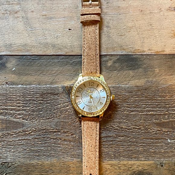 New Geneva Fashion Diamond Cork Band Watch - Picture 2 of 7